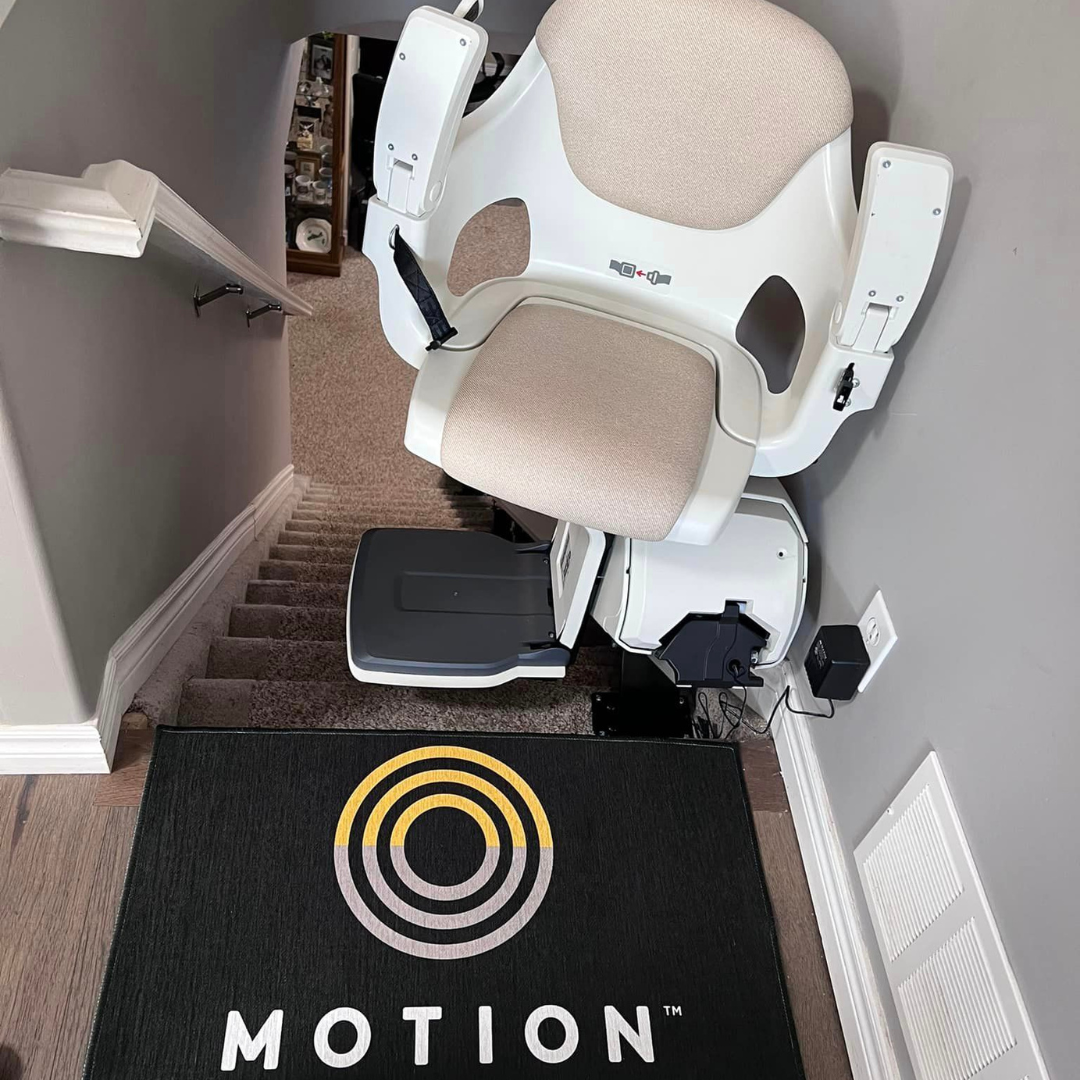 Grey stairlift with Motion mat.