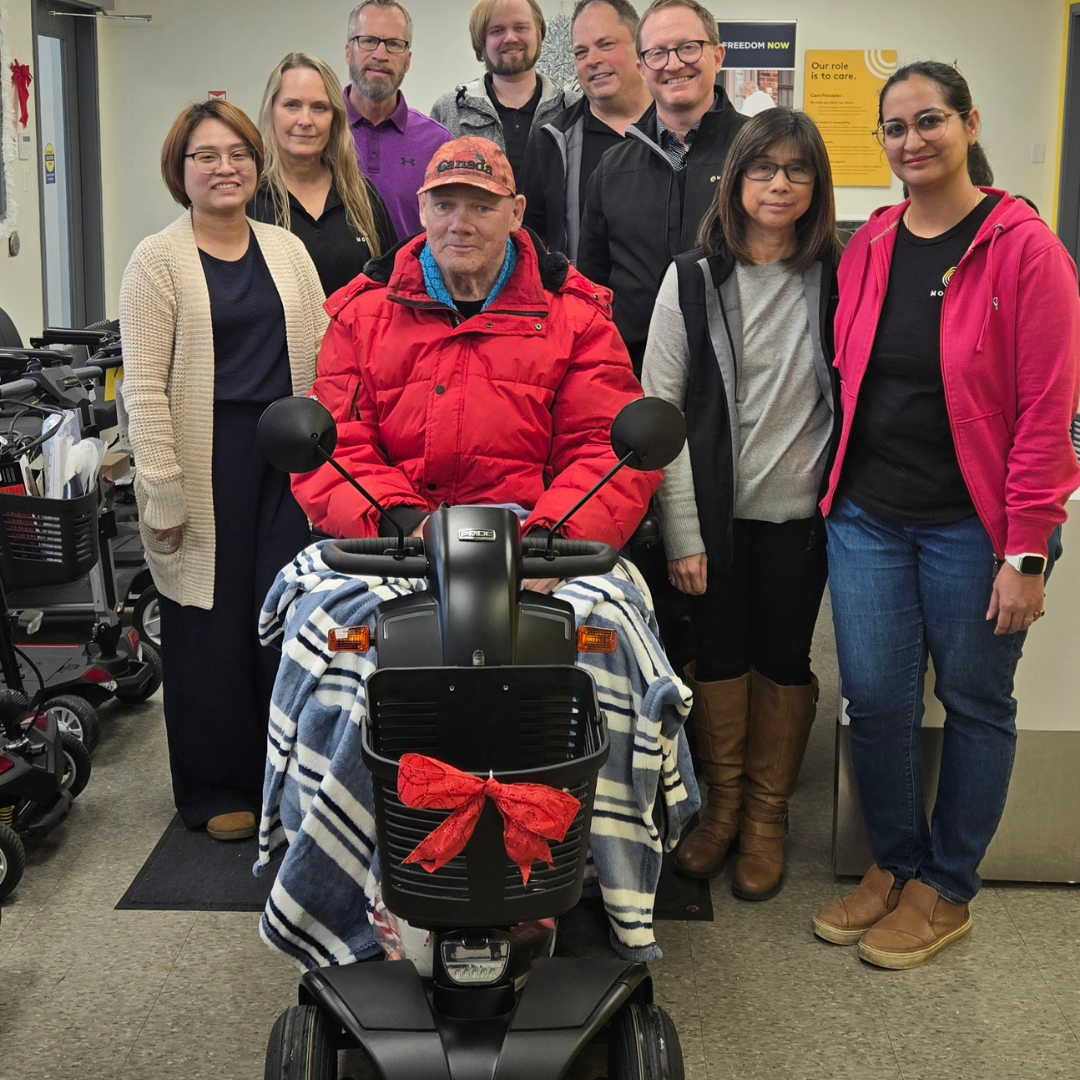 Celebrating Community: Motion Donates a New Mobility Scooter to Long-Time Calgary Client During 5 Days of Caring